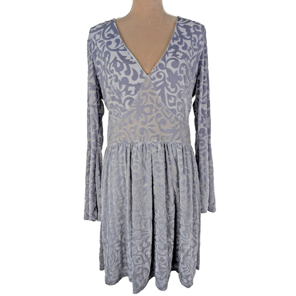 Y2K Charlotte Russe Velvet Burnout Dress Gray Sz 1XL Corset Ethereal Fairy